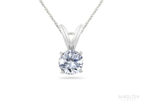 Diamond Solitaire Pendant in White Gold Setting