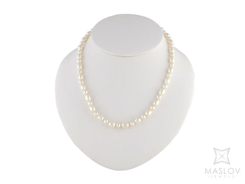 Pearl Necklace 9.5mm Oval and 6mm Round Beads 45cm