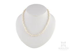 Pearl Necklace 9.5mm Oval and 6mm Round Beads 45cm