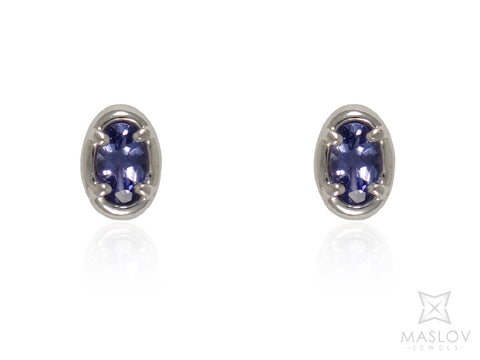 Oval Tanzanite Earrings Set in a Solid Frame