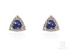 Trillion Tanzanite Stud Earrings in White Gold Fancy Frame