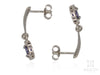 Tanzanite Oval Drop Earrings in White Gold Fancy Frame