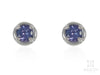 ROUND TANZANITE STUD EARRINGS SET IN 9CT WHITE GOLD FRAME SETTING