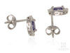 Oval Tanzanite Earring Studs in White Gold Fancy Frame