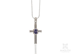 Tanzanite Cross with Centre Stone in White Gold