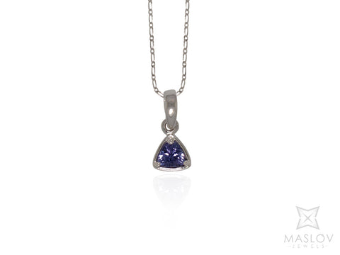 Trillion Tanzanite Pendant Set in White Gold