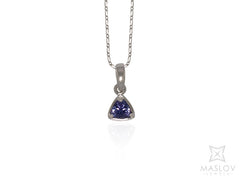 Trillion Tanzanite Pendant Set in White Gold